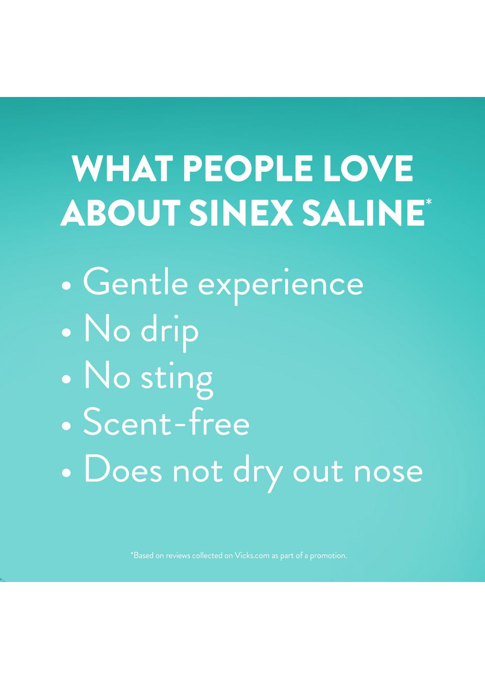 Vicks Sinex SALINE Nasal Spray, Ultra Fine Mist, Clear Everyday Sinus Congestion Fast; image 7 of 10