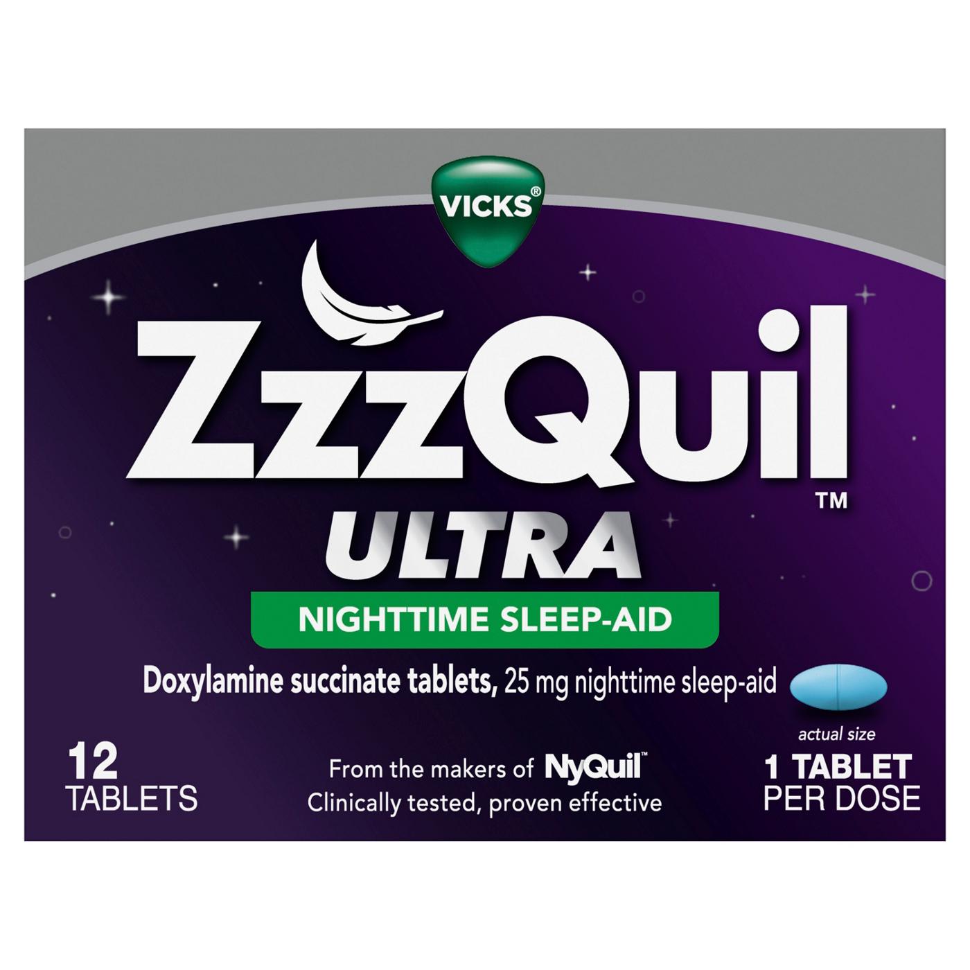 Vicks ZzzQuil ULTRA Nightime Tablets, Sleep Aid; image 1 of 8