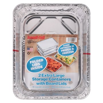 Handi-Foil Extra Large Storage Containers & Board Lids, 2 pk, 11" x 9" x 2"