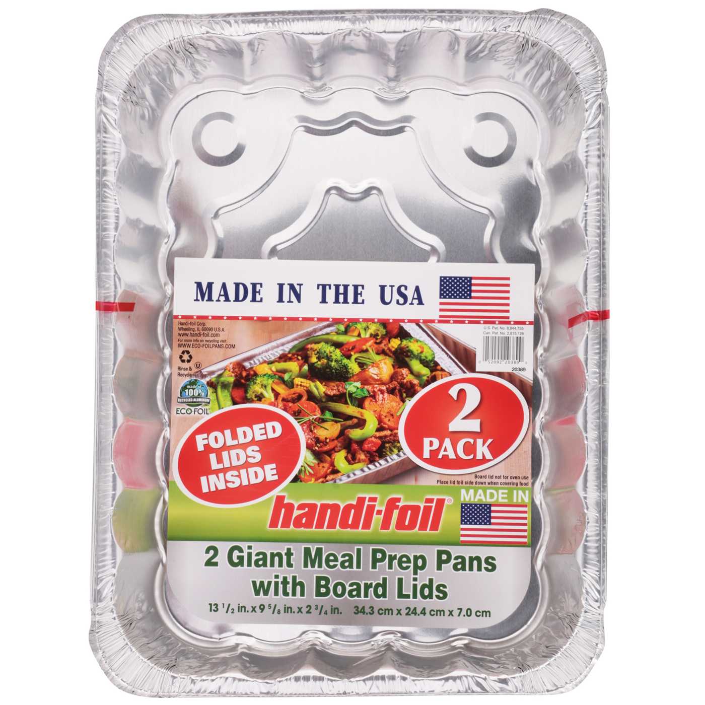 Handi-Foil Meal Prep Pans with Board Lids, Jumbo, 2 Pack