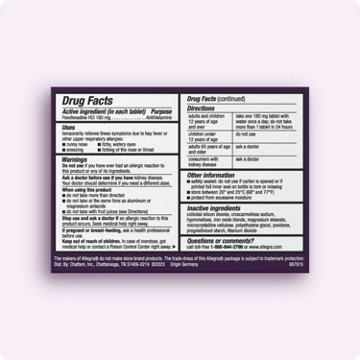Allegra Adult 24 Hr Allergy Non-Drowsy Antihistamine Tablets