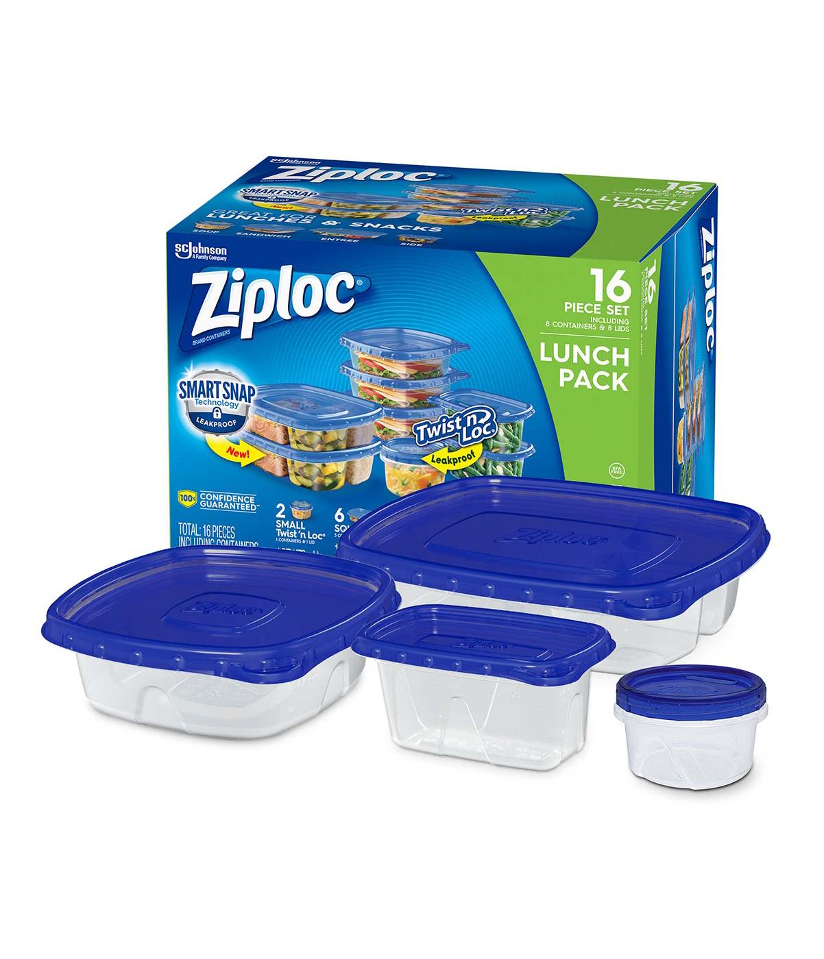 Ziploc Twist 'N Loc Lunch Pack Set 16 Pc Box, Food Storage Containers