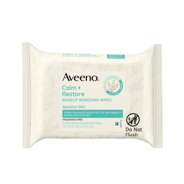 Aveeno Calm + Restore Makeup Remover Wipes, 25 ct