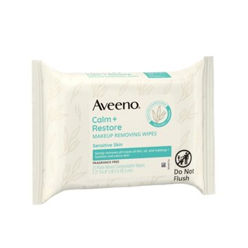 Aveeno Calm + Restore Makeup Remover Wipes, 25 ct