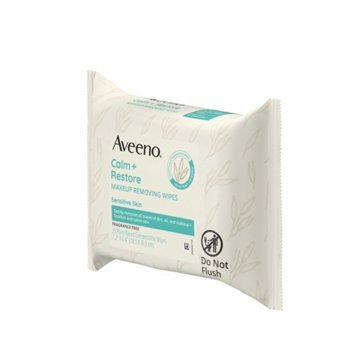 Aveeno Calm + Restore Makeup Remover Wipes, 25 ct