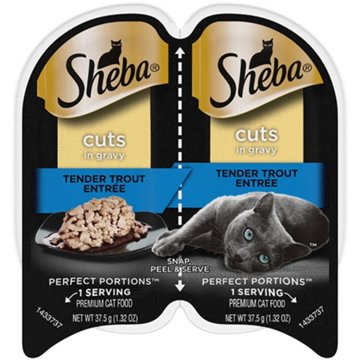 Sheba Perfect Portions Wet Cat Food Cuts in Gravy Twin-Pack Trays - Trout Entrée