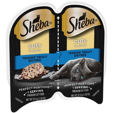 Sheba Perfect Portions Wet Cat Food Cuts in Gravy Twin-Pack Trays - Trout Entrée
