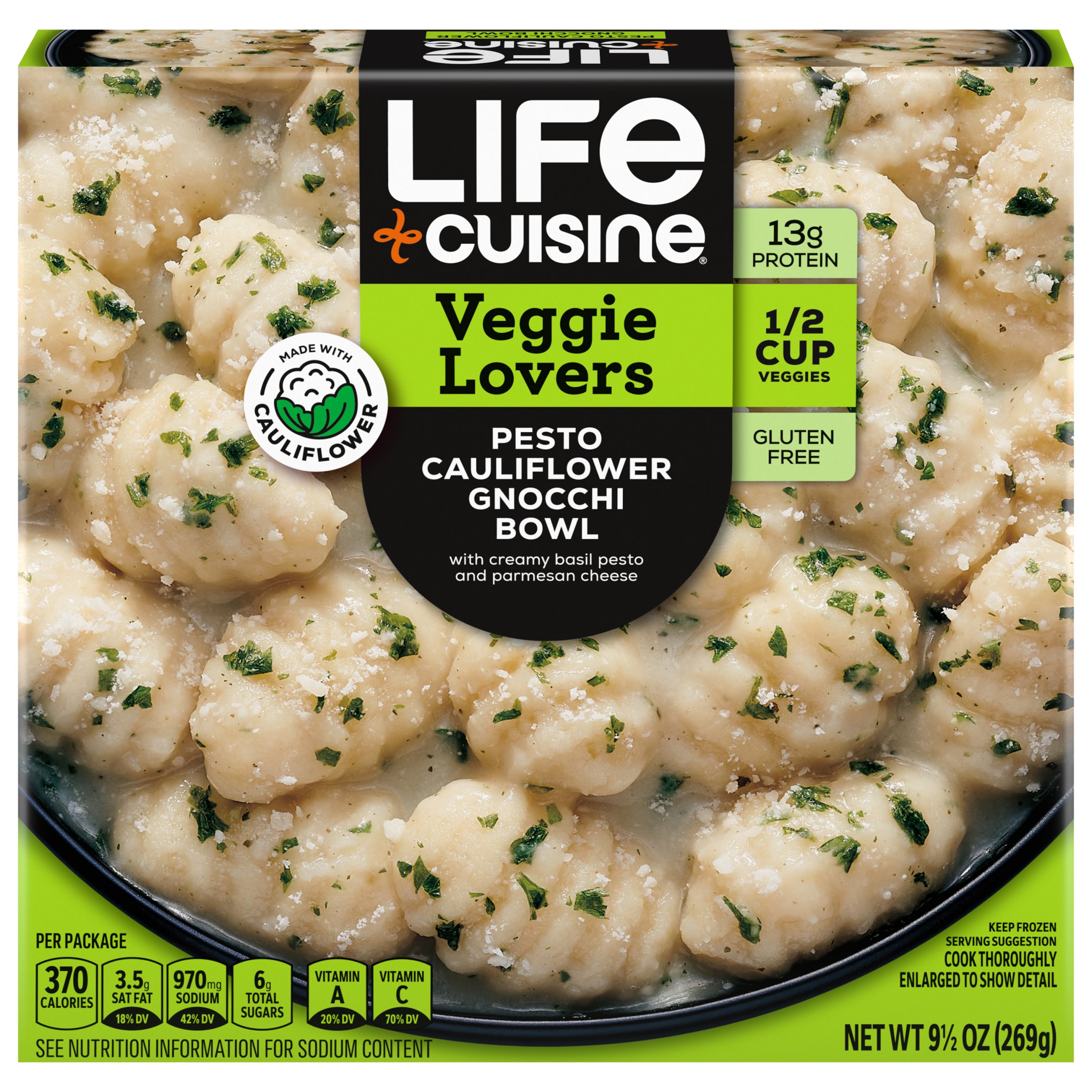 Life Cuisine Veggie Lovers Pesto Cauliflower Gnocchi Bowl Frozen Meal