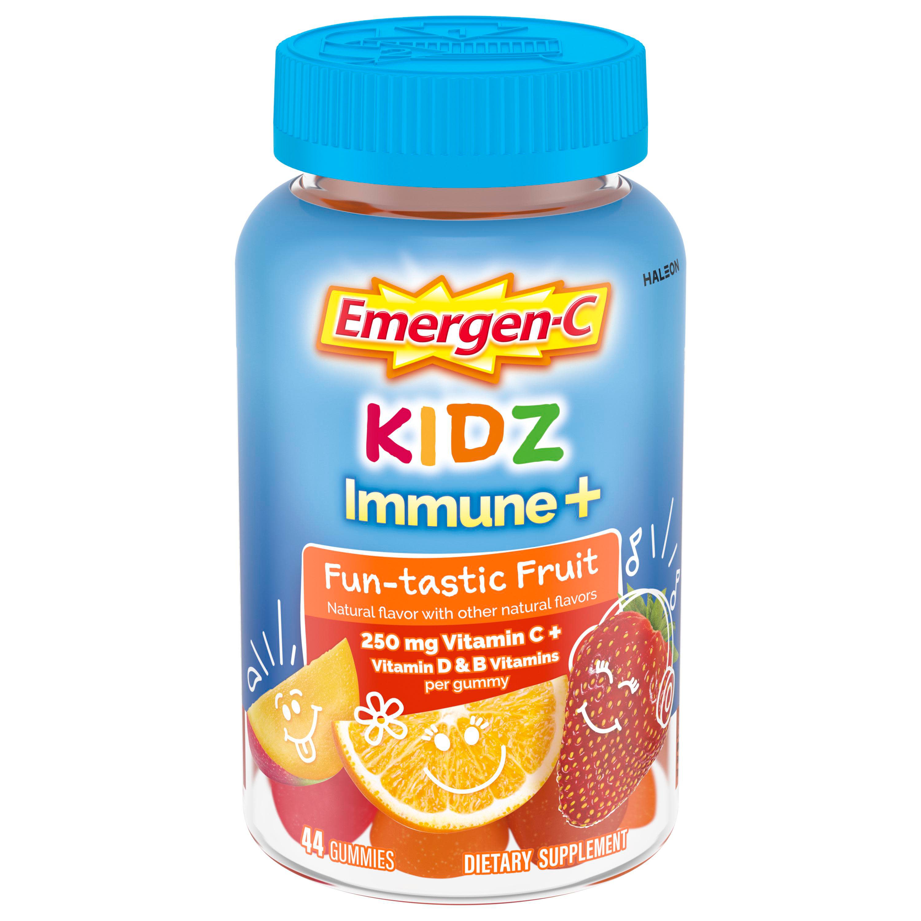 Emergen-C Kidz Immune+ Immune Support  Dietary Supplements, Flavored Gummies with Vitamin C, B Vitamins and Vitamin D, Fun-tastic Fruit, 44 ct