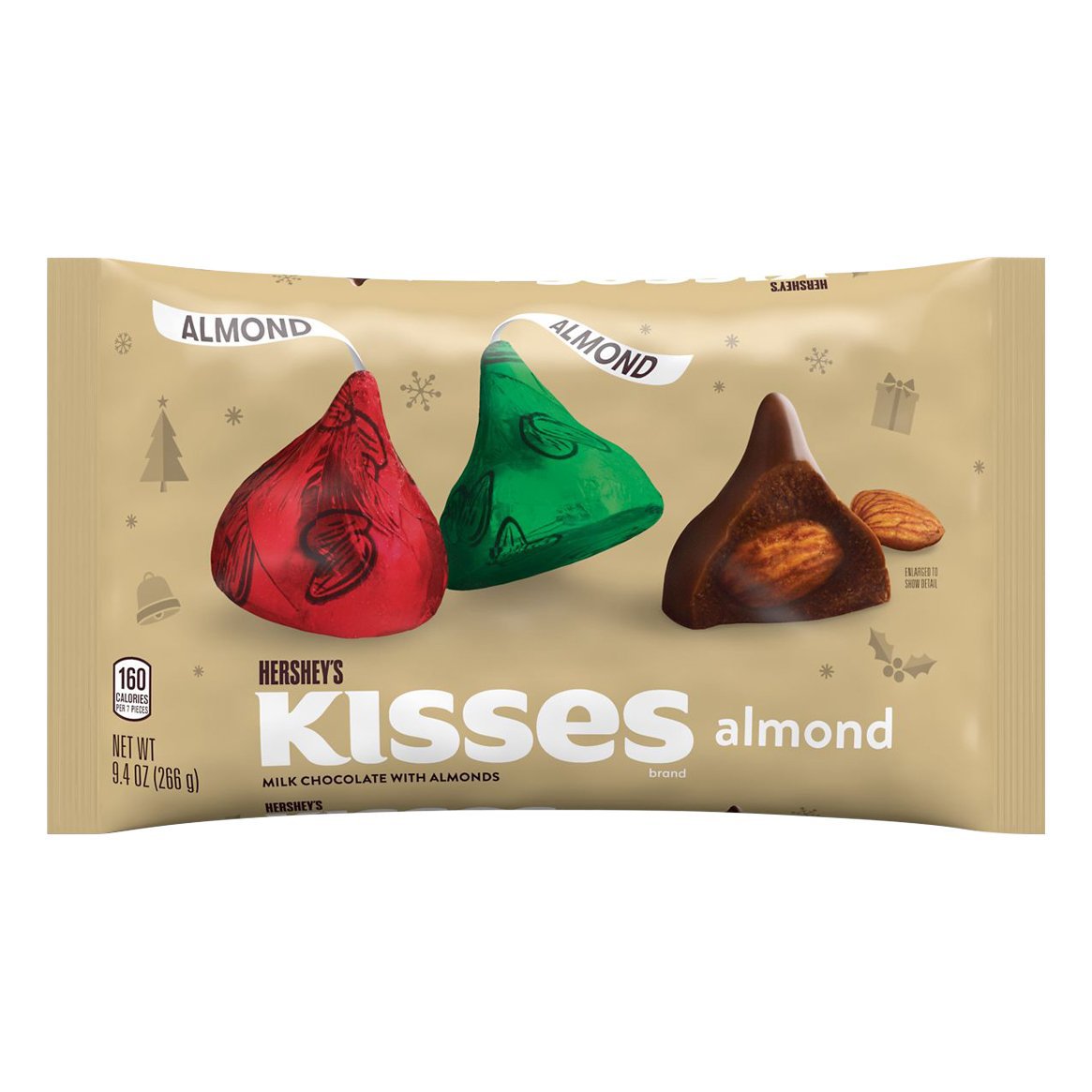 Hershey's Kisses Milk Chocolate with Almonds Holiday Candy - Shop Candy ...