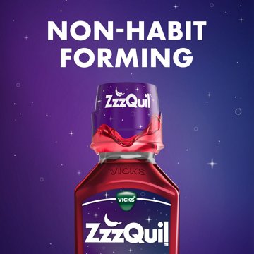 Vicks ZzzQuil Nighttime Sleep Aid Liquid, Calming Vanilla Cherry Flavor