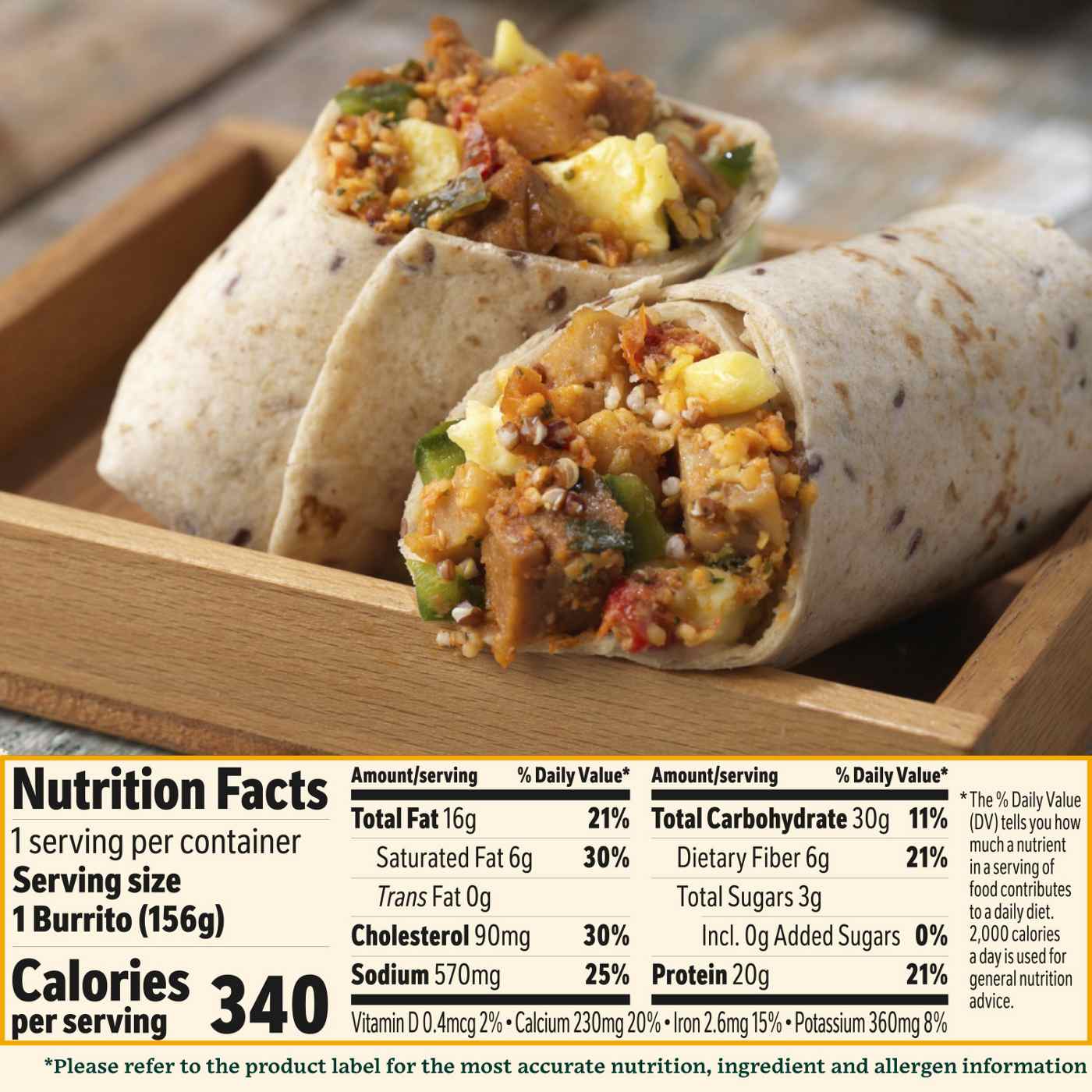 Sweet Earth Frozen Protein Lover's Breakfast Egg, Cheddar & Quinoa Burrito; image 7 of 8