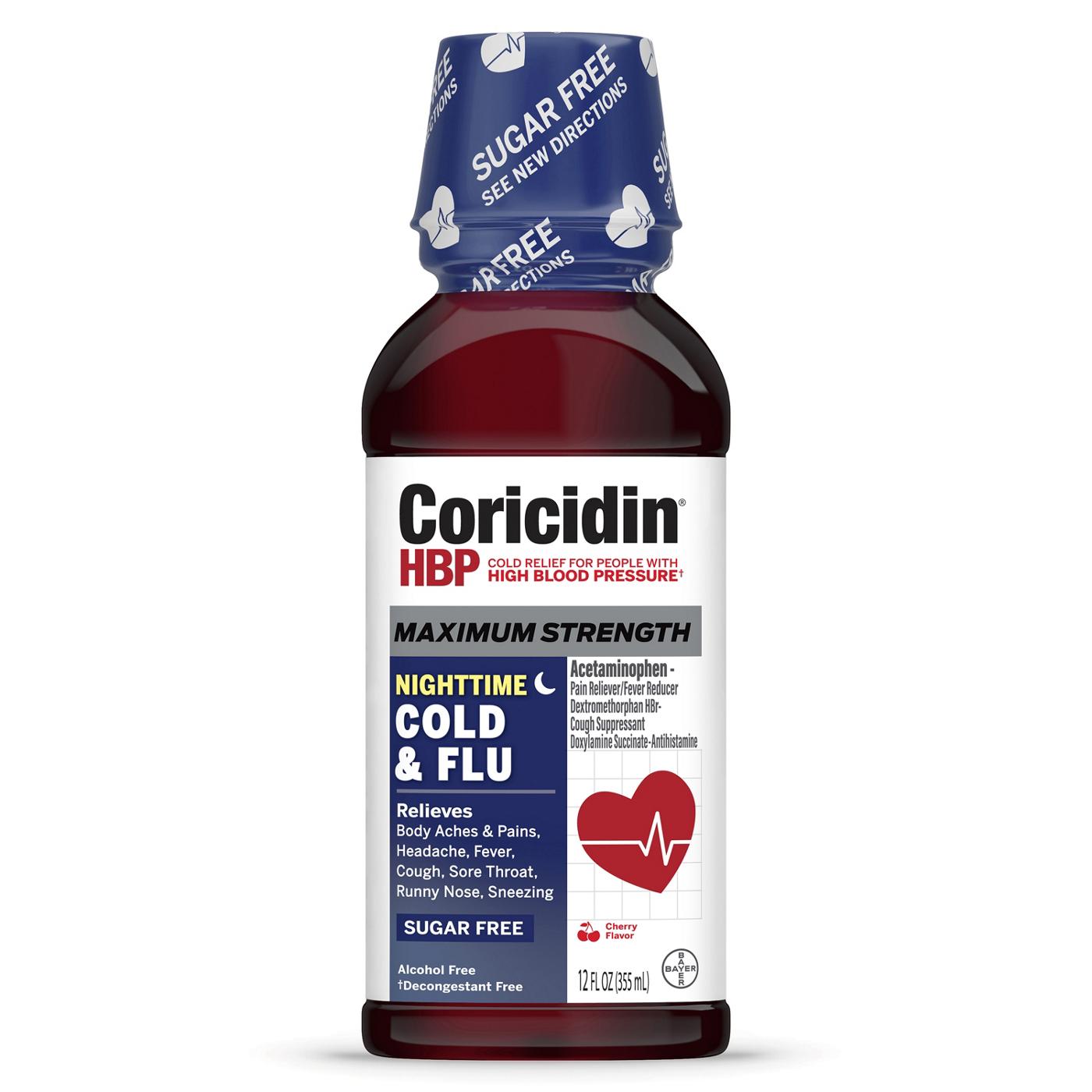 Coricidin Hpb Maximum Strength Cold And Flu Night Liquid Shop Cough Cold And Flu At H E B 7959