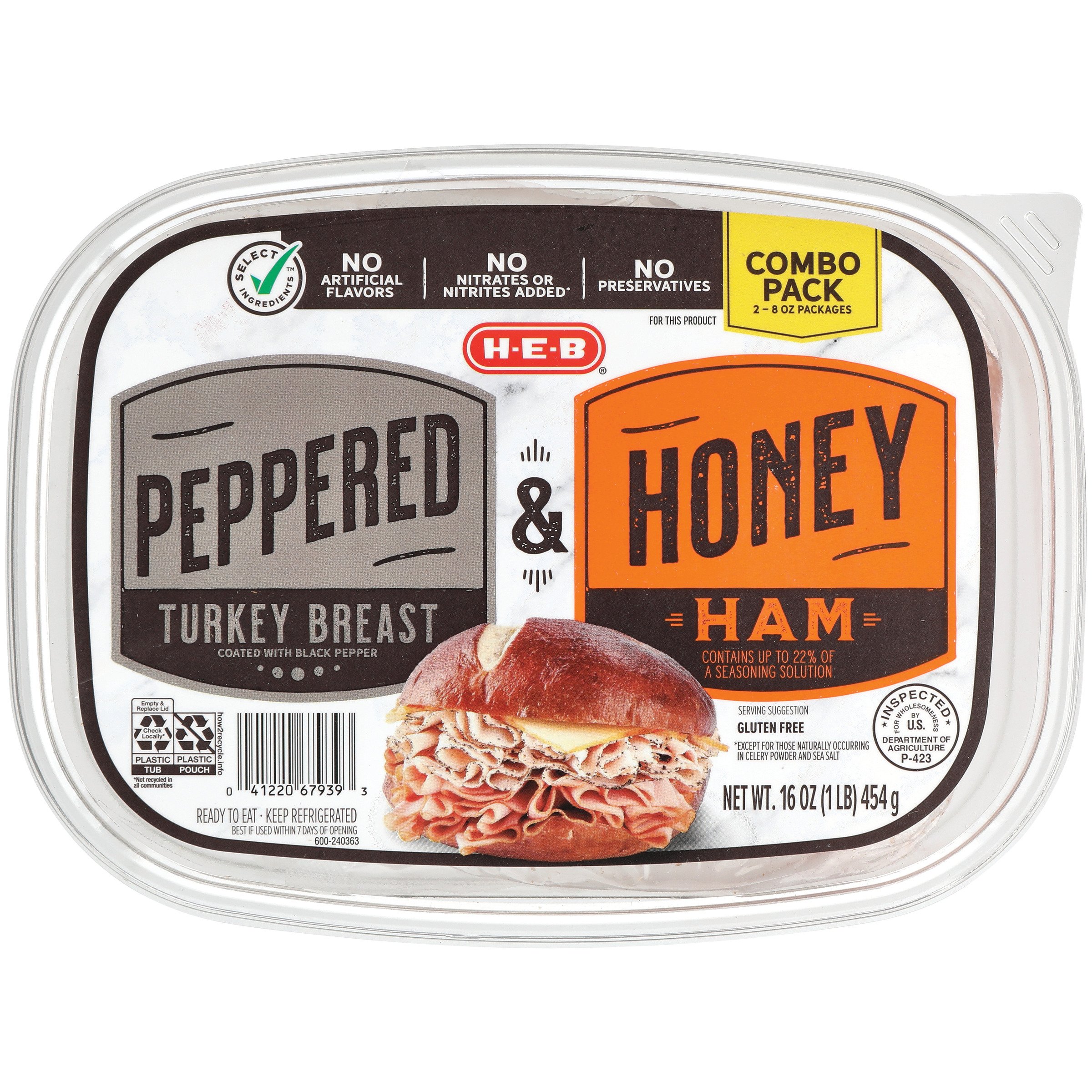 H-E-B Peppered Turkey Breast & Honey Ham Lunch Meat - Combo Pack - Shop ...