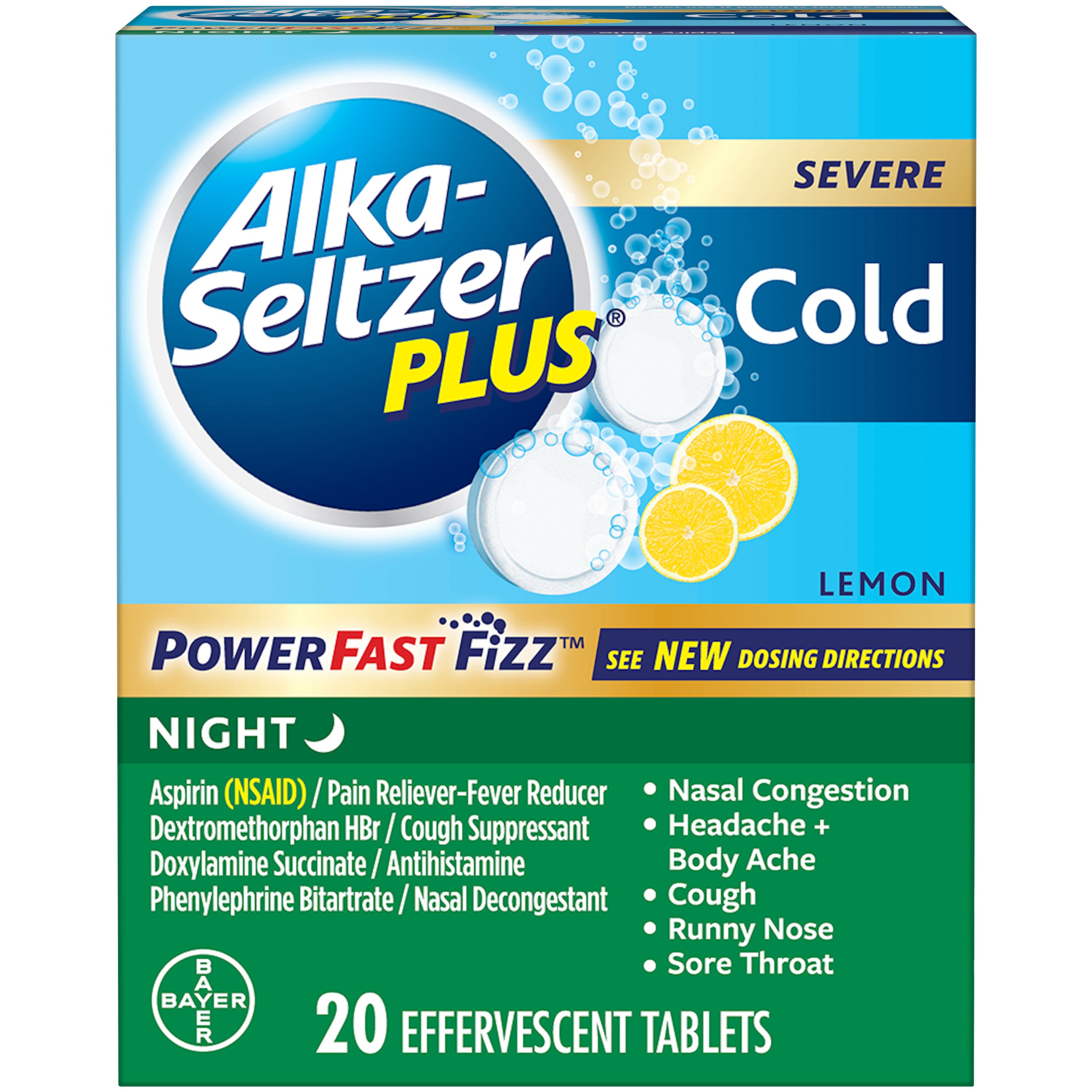 Alka-Seltzer Plus Severe Cold Power Fast Fizz Night Tablets - Shop ...