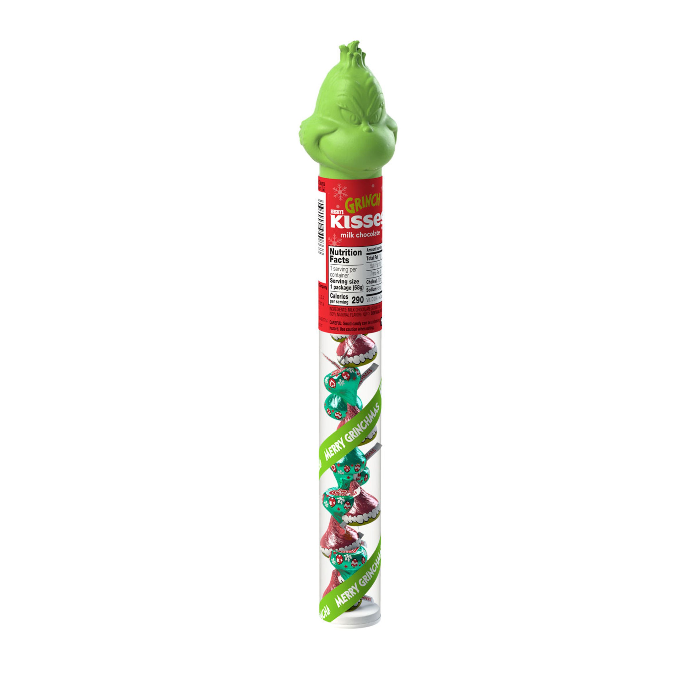 Hershey's Kisses Grinch Milk Chocolate Christmas Candy Tube - Shop ...