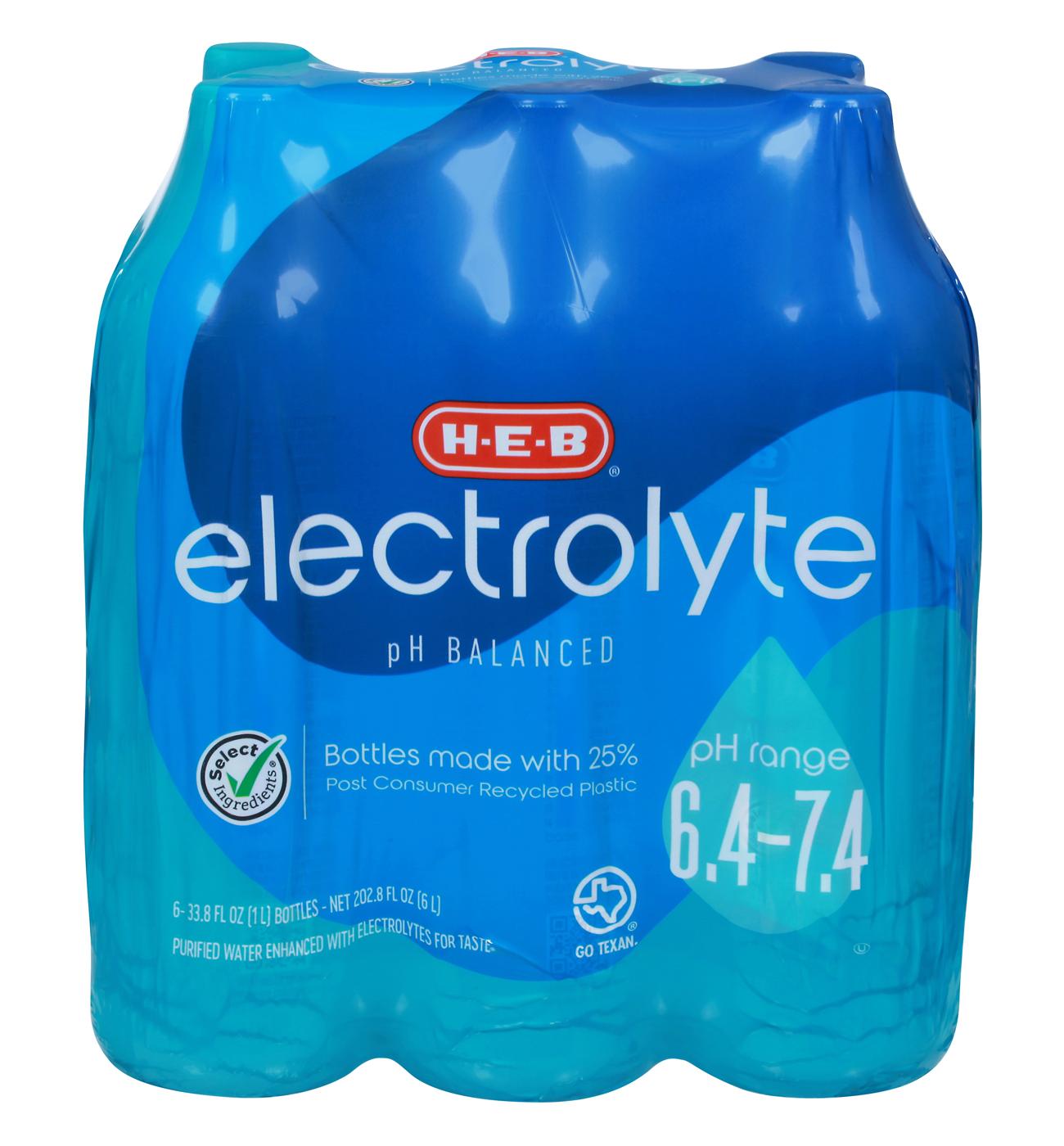 H-E-B Electrolyte Water 6 pk Bottles; image 1 of 6