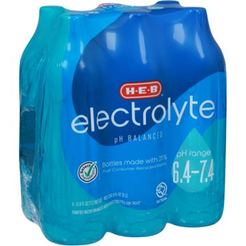 H-E-B Electrolyte Water 6 pk Bottles, 1 L