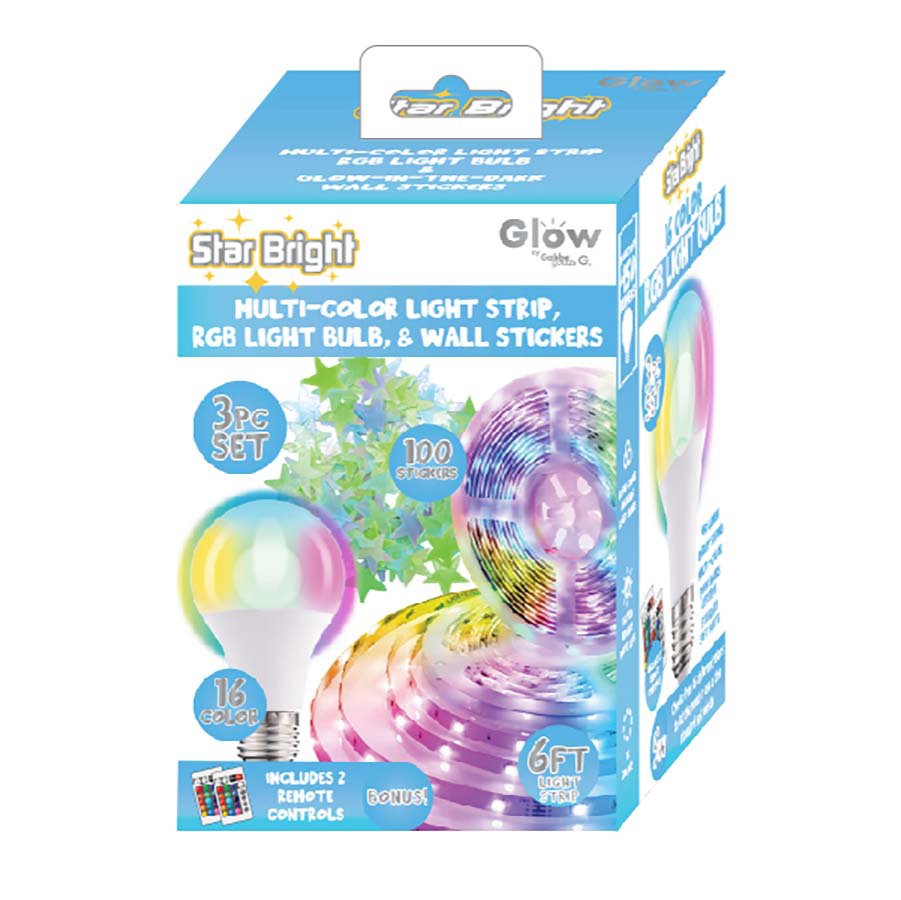 Gabba Goods Glow Star Bright MultiColor Light Set Blue Shop Light