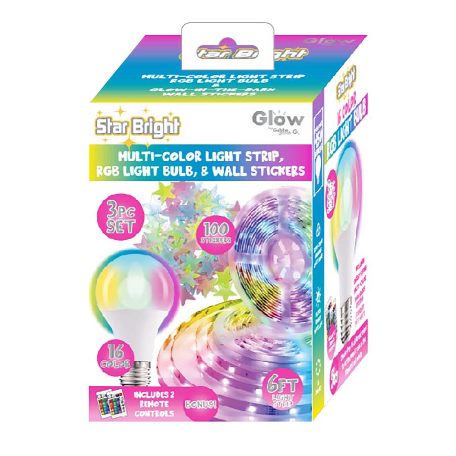 Gabba Goods Glow Star Bright MultiColor Light Set Pink Shop Light