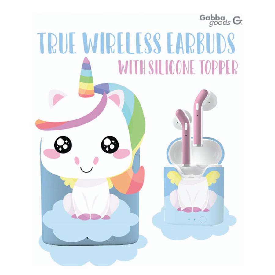 Gabba Goods True Wireless Earbuds with Silicone Case Unicorn Topper