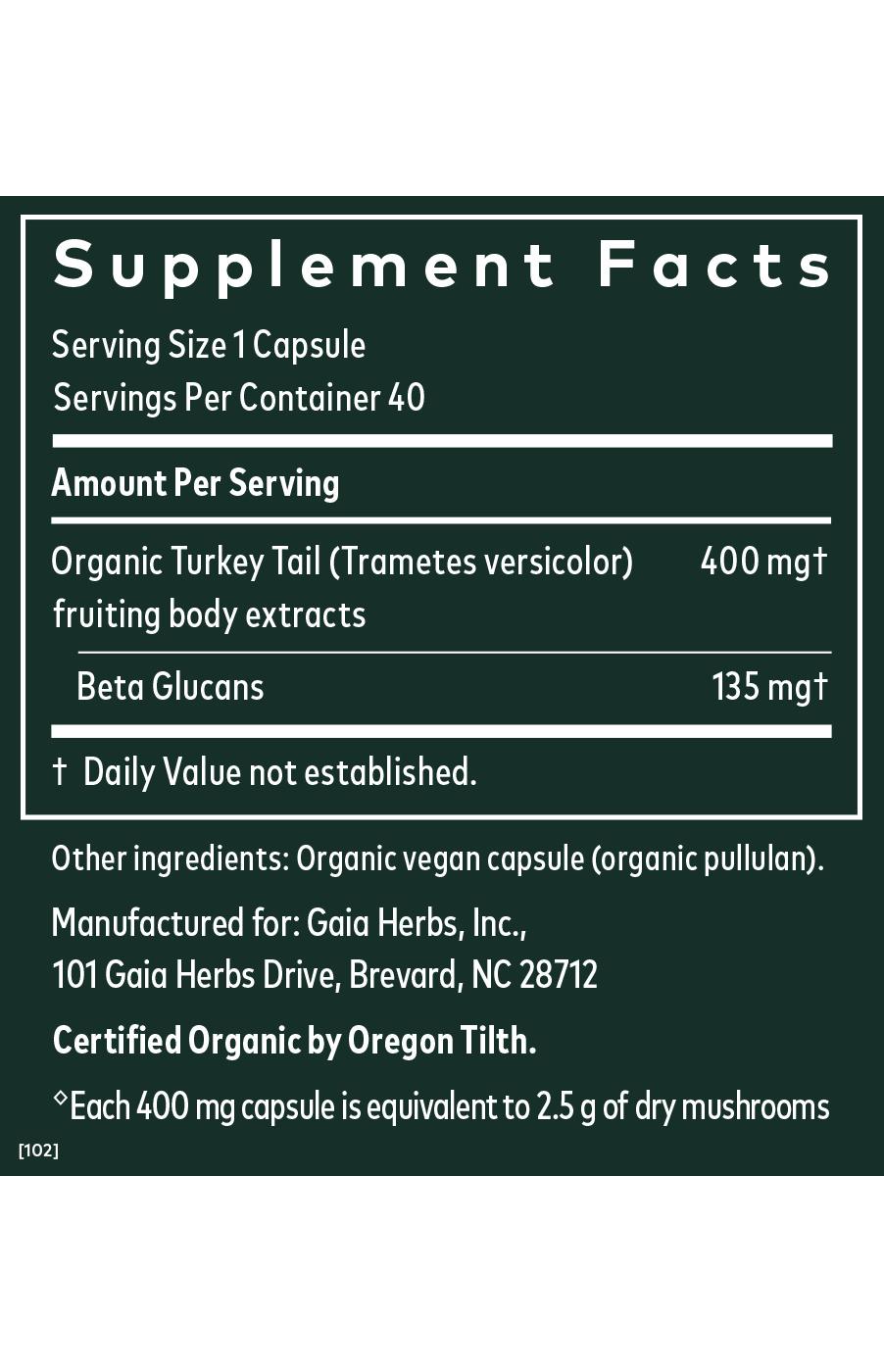 Gaia Herbs Turkey Tail Mushroom Capsules; image 5 of 5