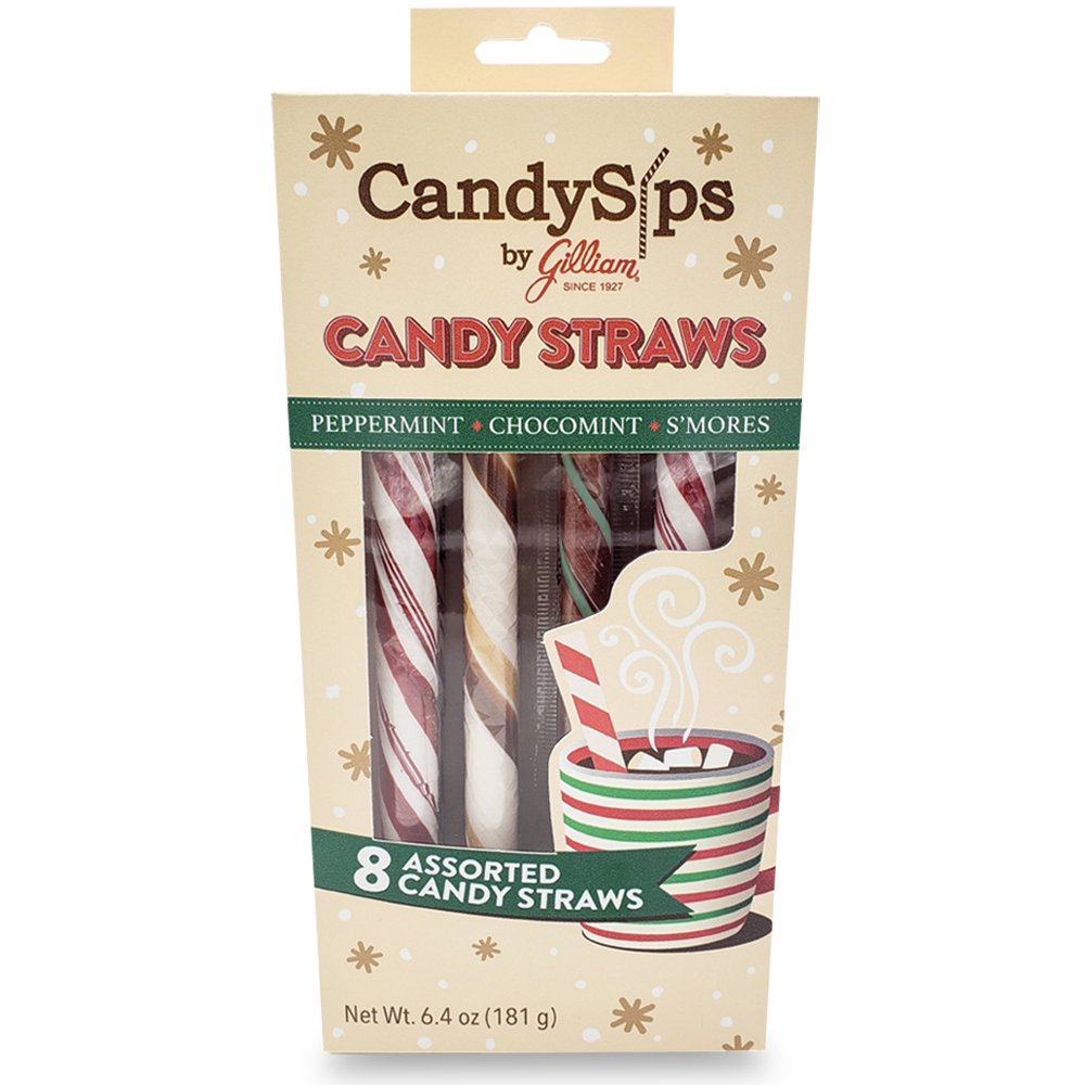 CandySips Candy Straws, Peppermint, 8 Straws, Pack of 2