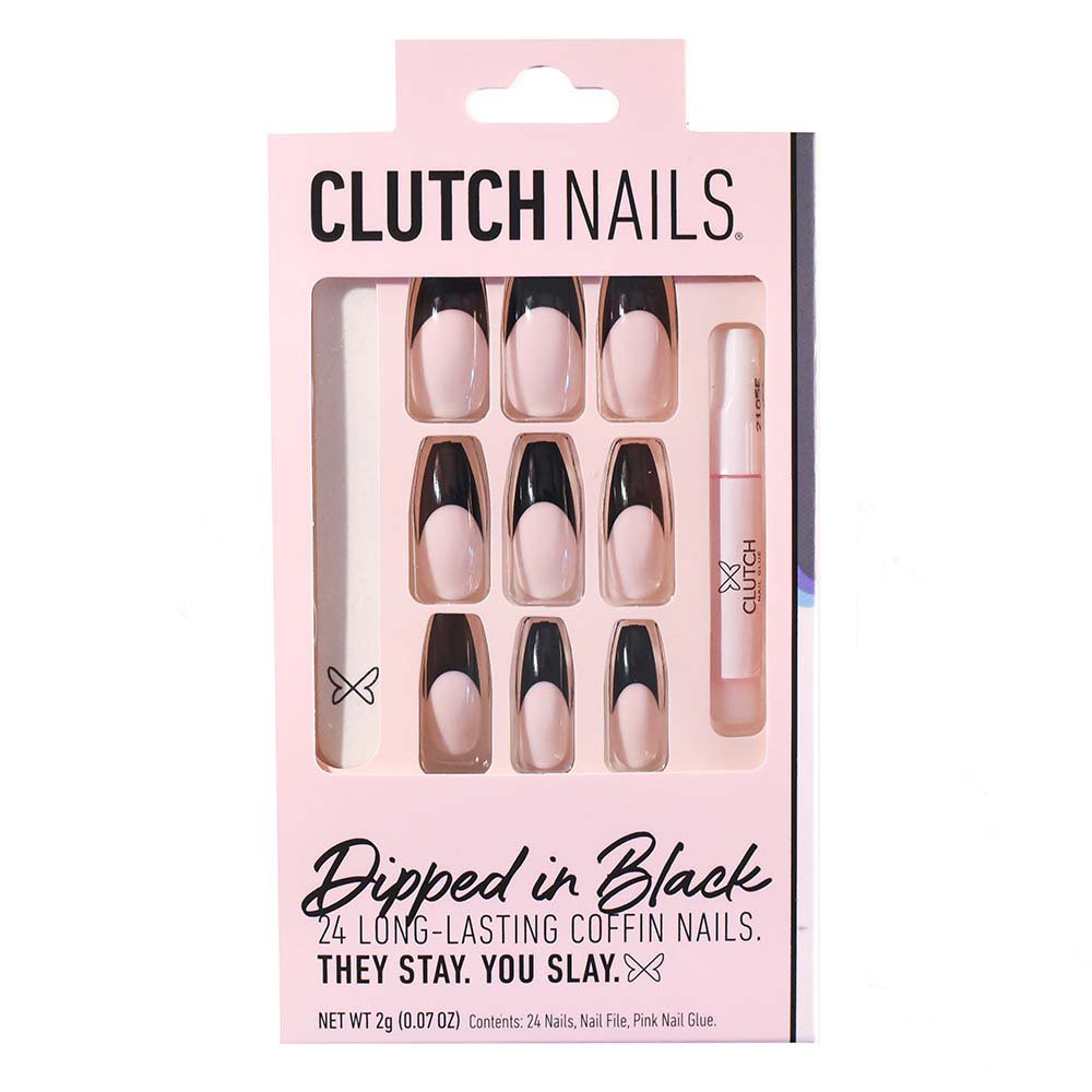 Clutch Nails Press On Nails Dipped In Black Shop Nail Sets At H E B