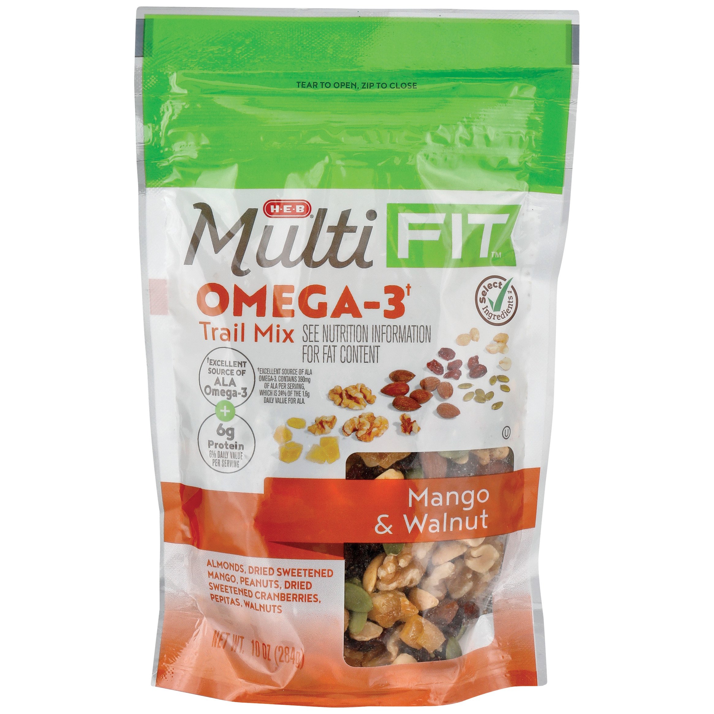 H E B MultiFIT Omega 3 Trail Mix Mango Walnut Shop Trail Mix