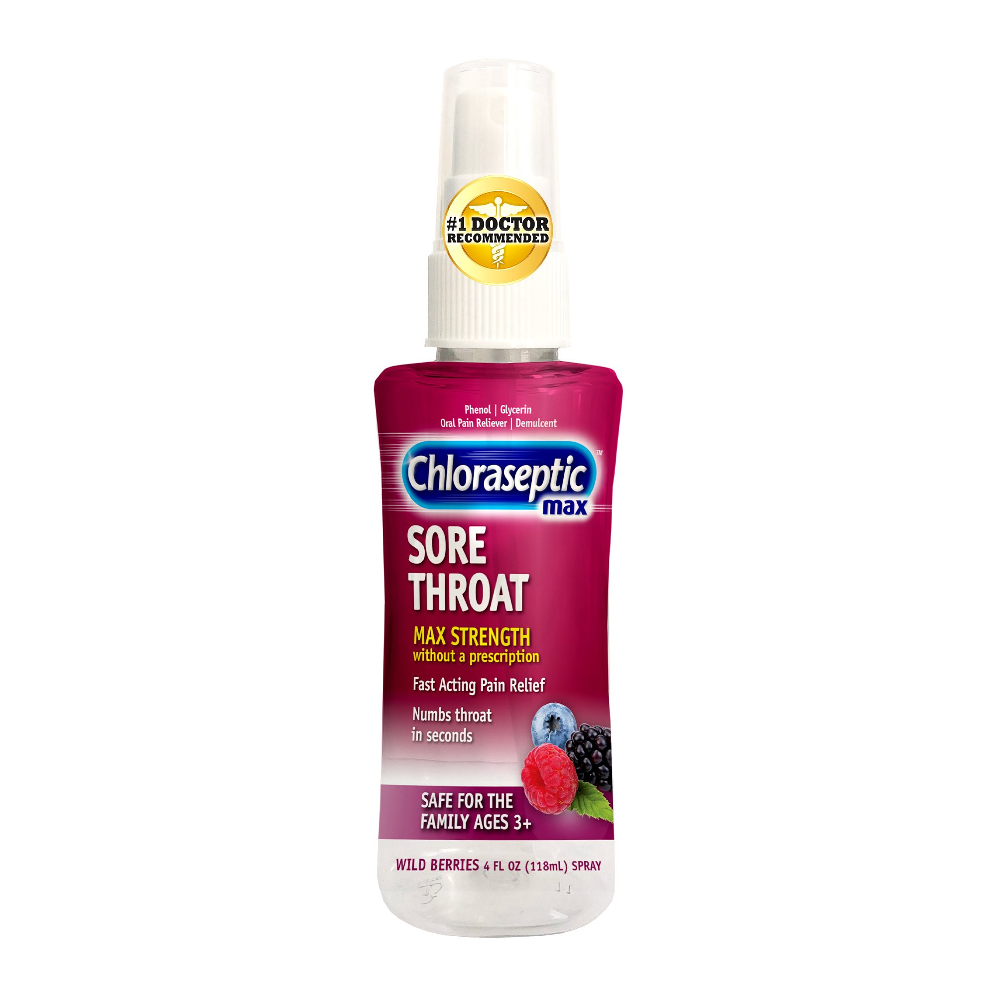 Chloraseptic Max Sore Throat Spray - Wild Berries, 4 oz