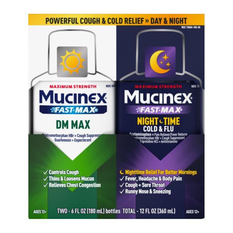 Mucinex FAST-MAX DM Max & Nightshift  Cold & Flu, 2 ct