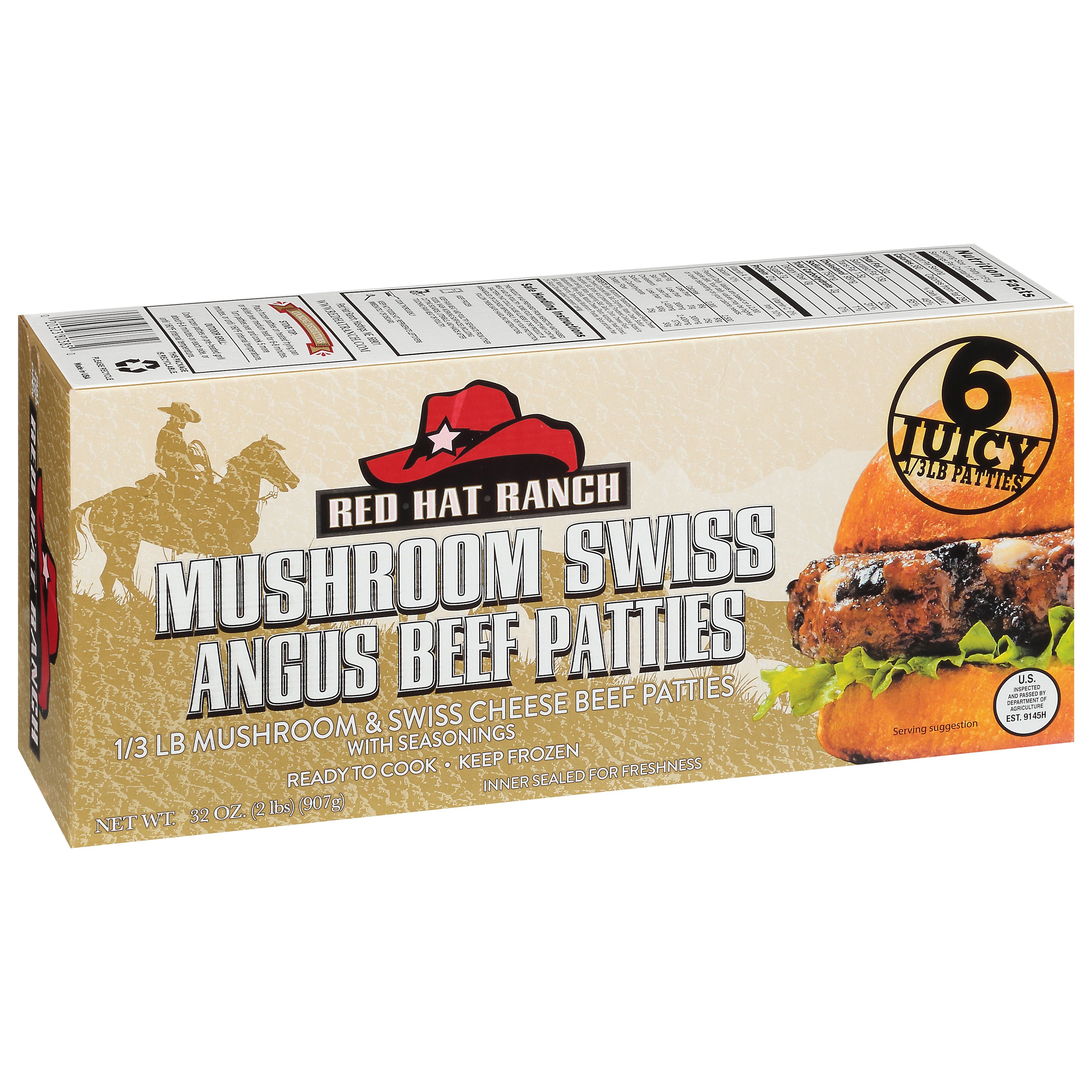 Red Hat Ranch Mushroom Swiss Angus Beef Patties - Shop Beef & veal at H-E-B