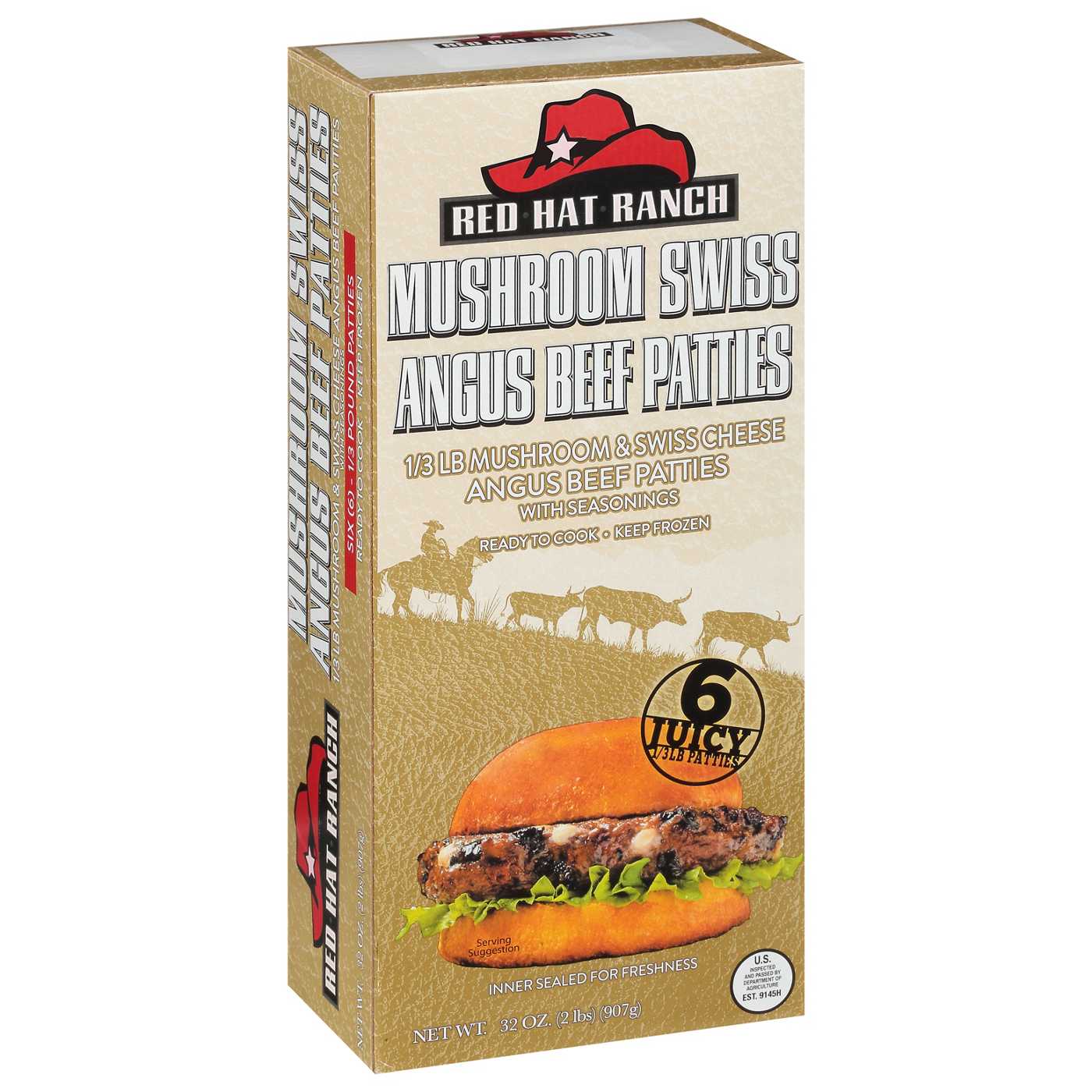 Red Hat Ranch Mushroom Swiss Angus Beef Patties - Shop Beef & veal at H-E-B