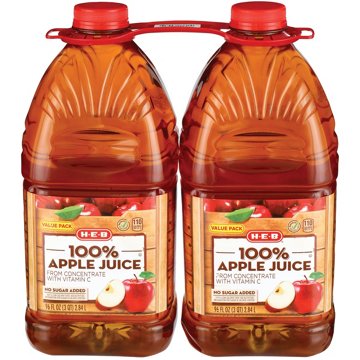 H-E-B 100% Apple Juice 2 pk Bottles - Value Pack, 96 oz