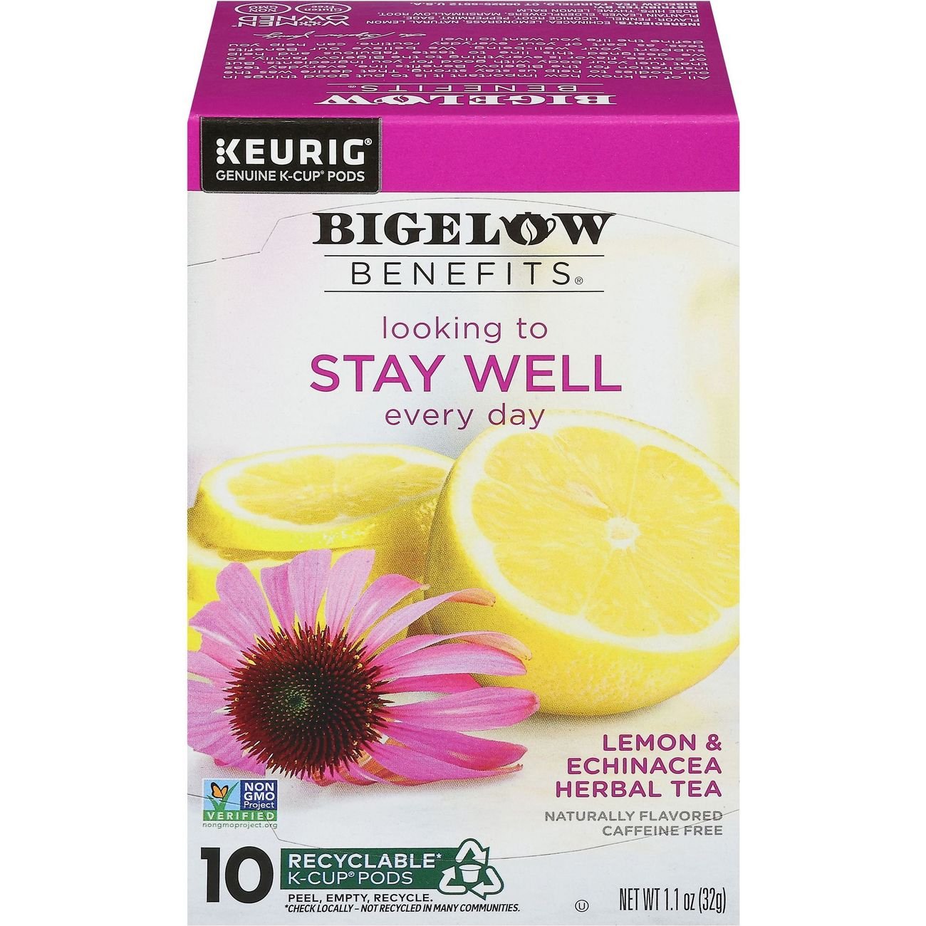 Bigelow Benefits Lemon & Echinacea Herbal Tea Single Serve K Cups