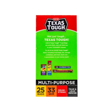 H-E-B Texas Tough Large Multipurpose Flex Trash Bags, 33 Gallon, 25 ct