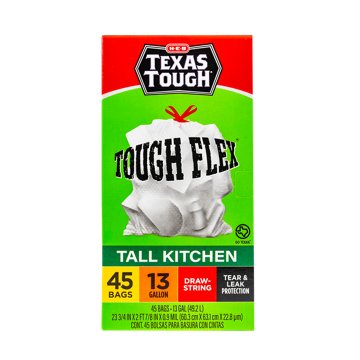 H-E-B Texas Tough Tall Kitchen Flex Trash Bags, 13 Gallon, 45 ct