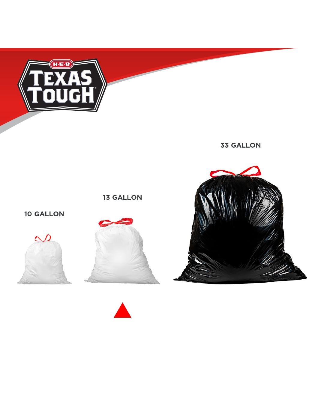 H-E-B Texas Tough Tall Kitchen Drawstring Trash Bags, 13 Gallon; image 4 of 5