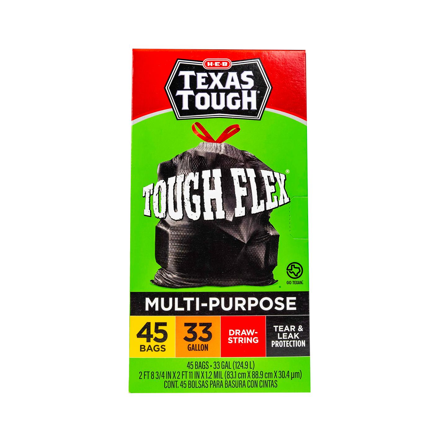 H-E-B Texas Tough Large Multipurpose Flex Trash Bags, 33 Gallon; image 1 of 5