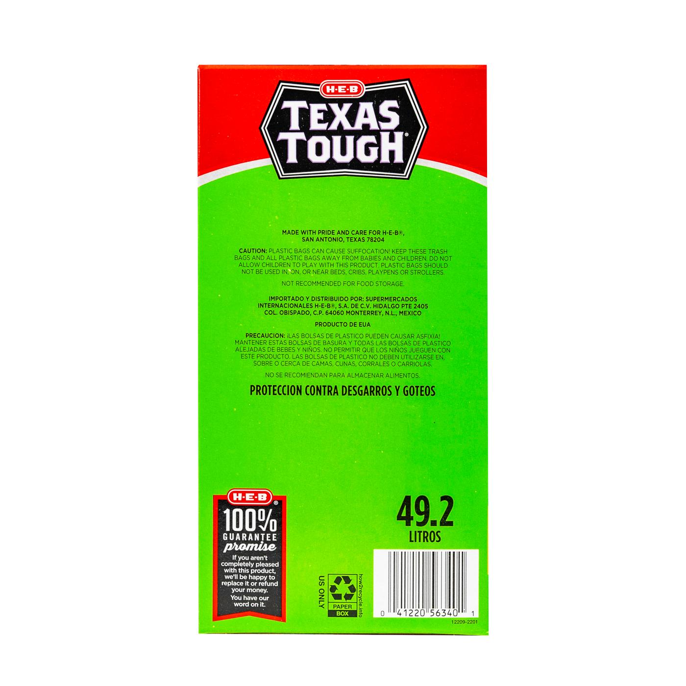 H-E-B Texas Tough Tall Kitchen Drawstring Trash Bags, 13 Gallon; image 2 of 5