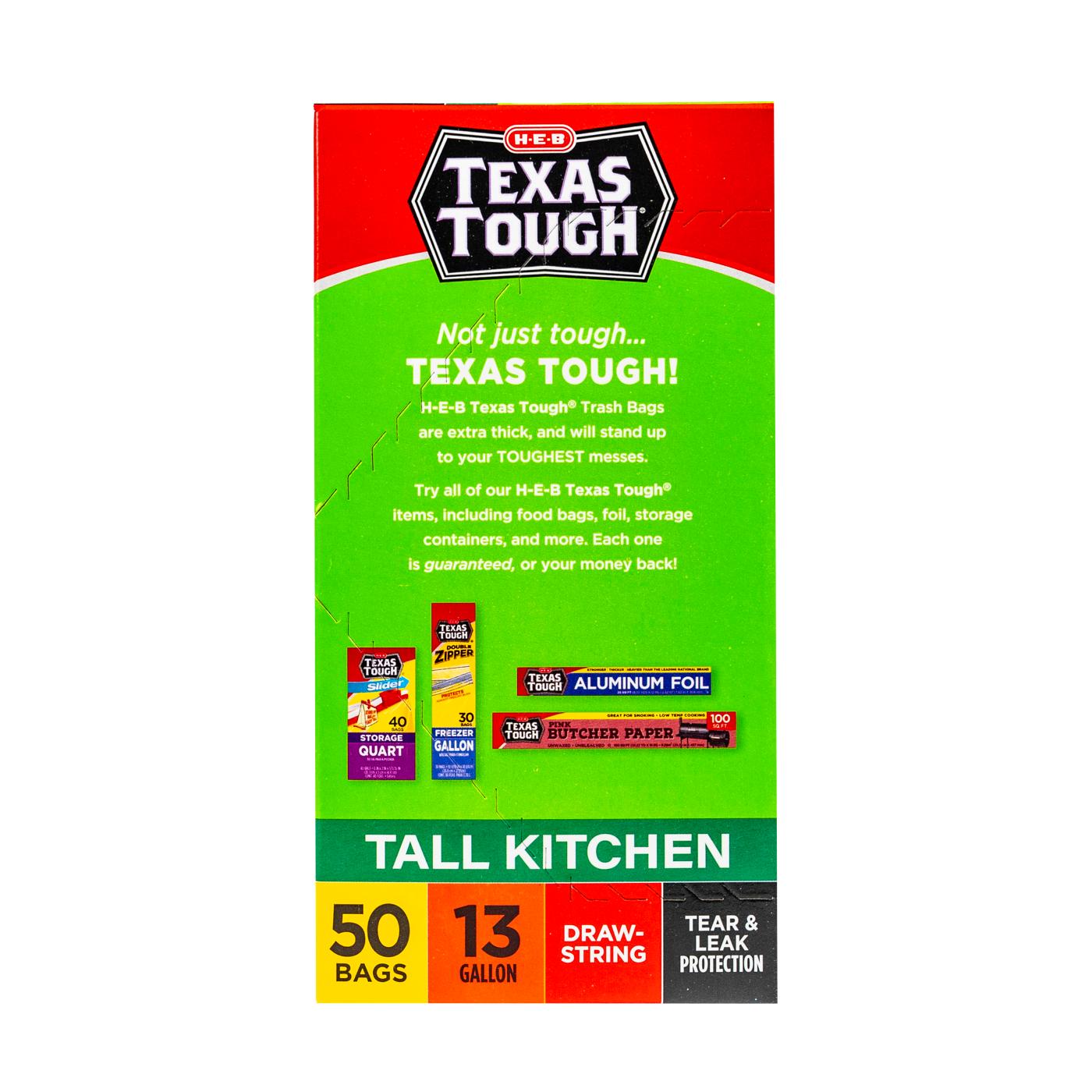 H-E-B Texas Tough Tall Kitchen Drawstring Trash Bags, 13 Gallon; image 3 of 5
