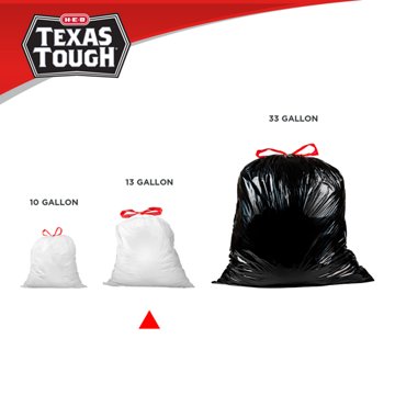 H-E-B Texas Tough Tall Kitchen Drawstring Trash Bags, 13 Gallon, 50 ct