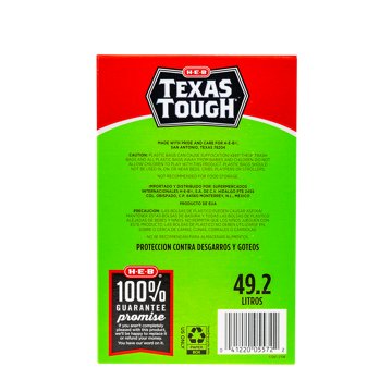 H-E-B Texas Tough Tall Kitchen Flap Tie Trash Bags, 13 Gallon, 60 ct