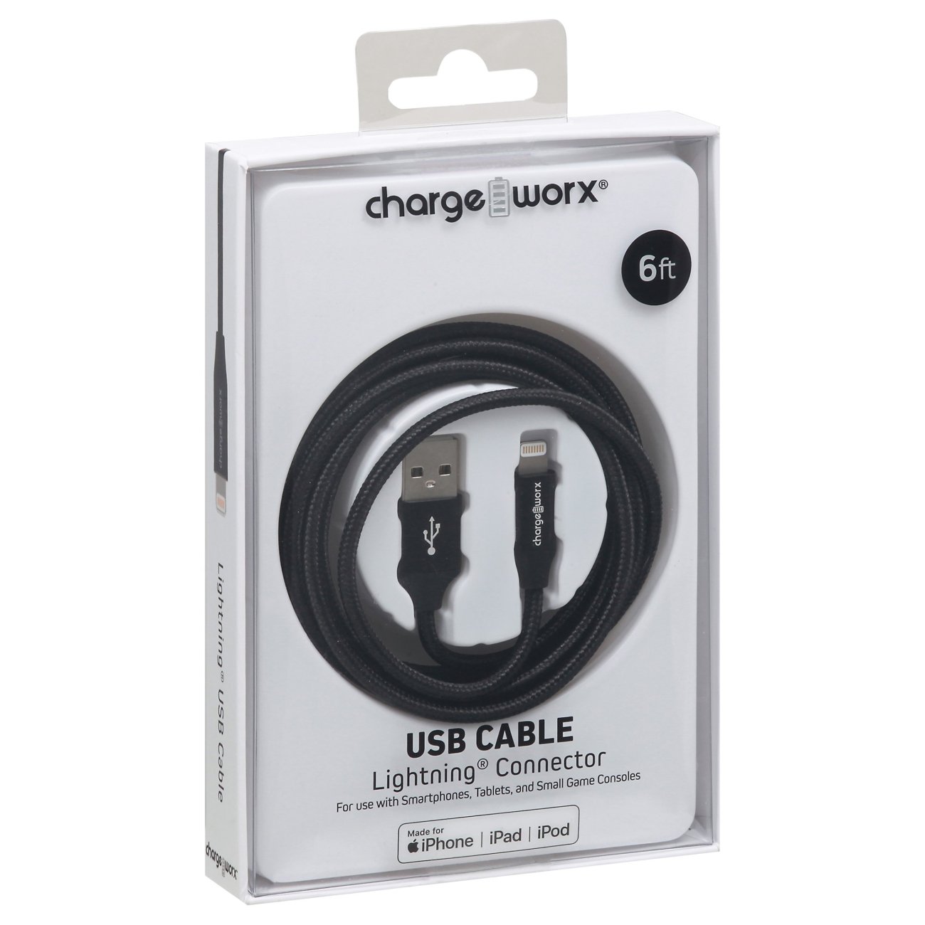 Chargeworx Black Lightning Connector USB Cable Shop Connection Cables