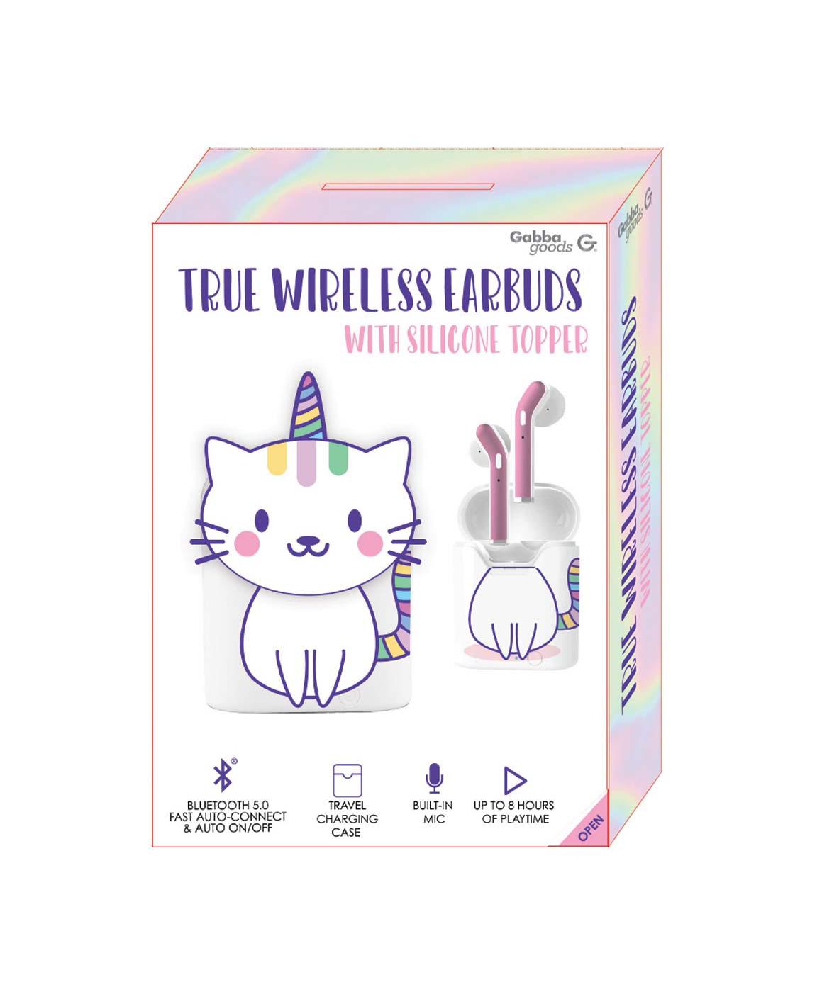 Gabba Goods True Wireless Earbuds with Silicone Case Cat Topper