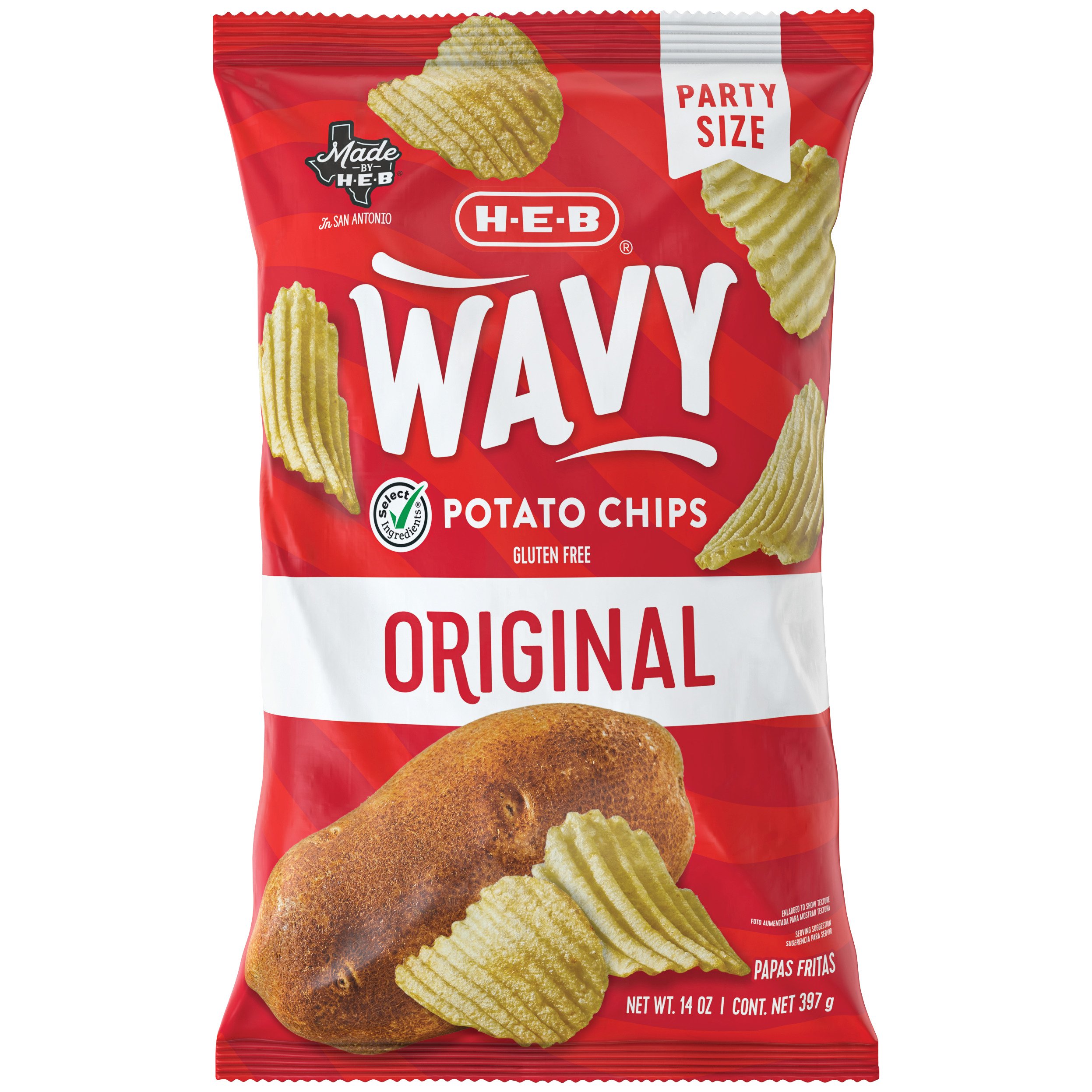 H-E-B Party Size Ridged Potato Chips – Original - Shop Chips at H-E-B