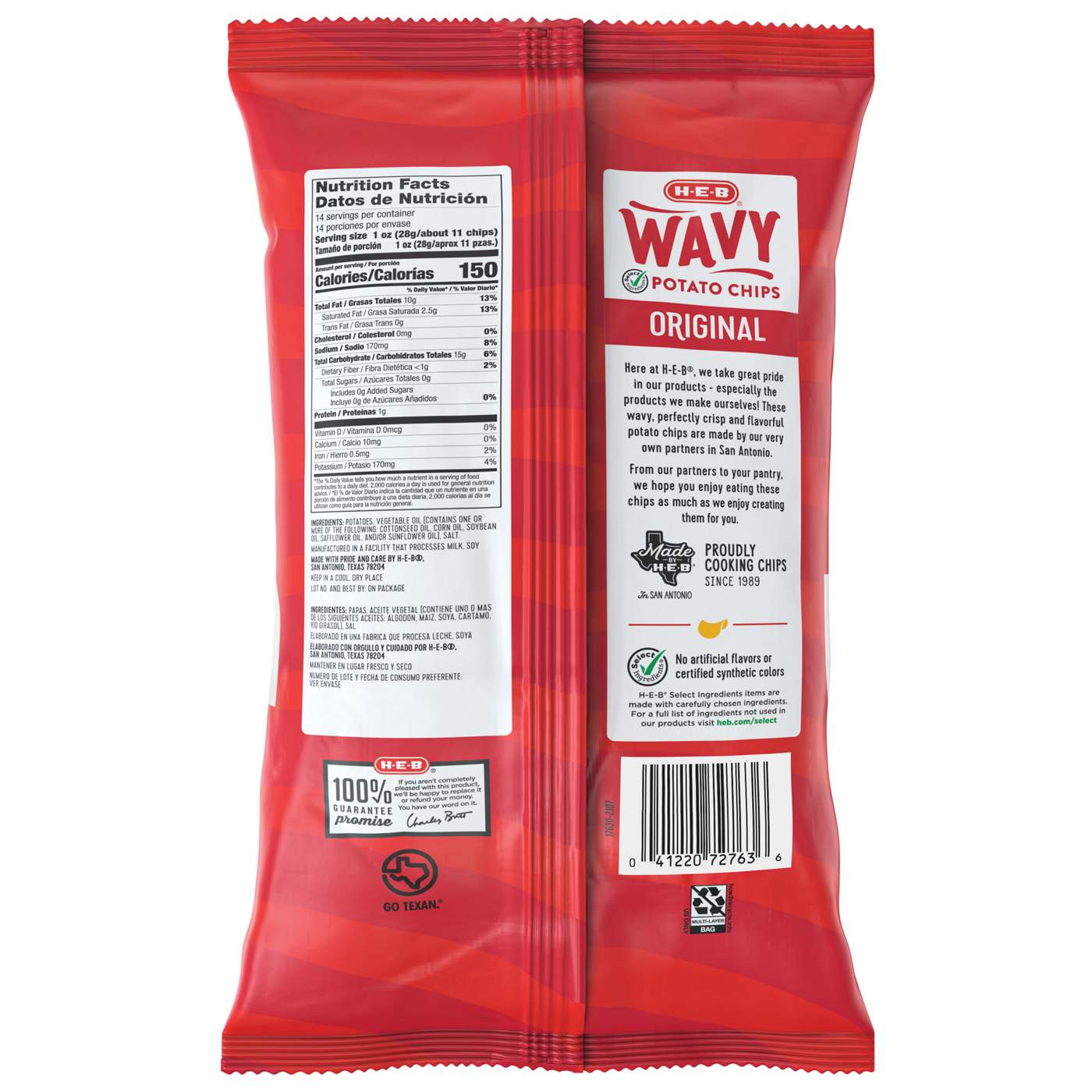 H-E-B Wavy Potato Chips – Original, Party Size; image 2 of 2