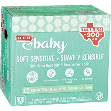 H-E-B Baby Soft Sensitive Wipes - Texas-Size Pack, 900 ct