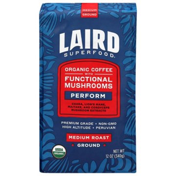 Laird Superfood Perform Functional Mushrooms Medium Roast Organic Ground Coffee