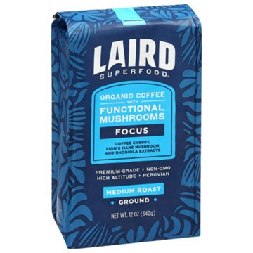Laird Superfood Focus Functional Mushrooms Medium Roast Organic Ground Coffee